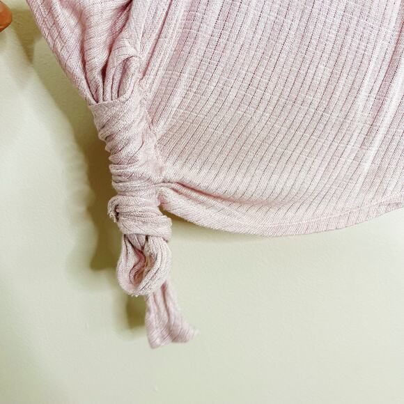 Hem & Thread Ribbed Sleeveless Tank Top Asymmetrical Side Tie Pink Purple Small - Picture 5 of 10